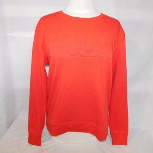FILA Womens L Red Embossed Spellout crew neck Sweatshirt